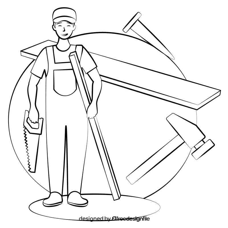 Carpenter black and white clipart