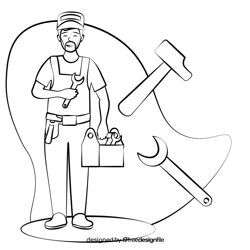 Handyman black and white clipart