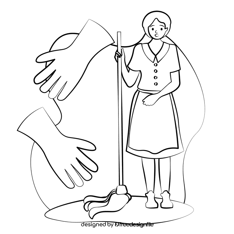 Housekeeper black and white clipart