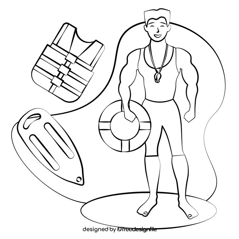 Lifeguard black and white clipart