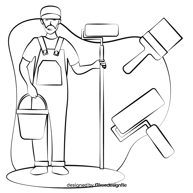 Painter black and white clipart