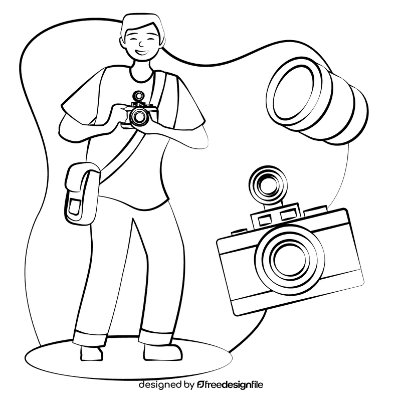 Photographer black and white clipart