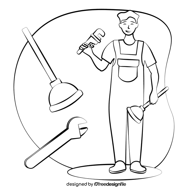 Plumber black and white clipart