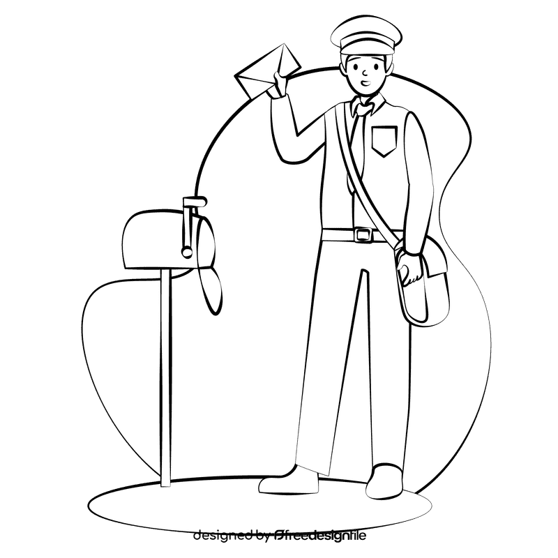 Postman black and white clipart