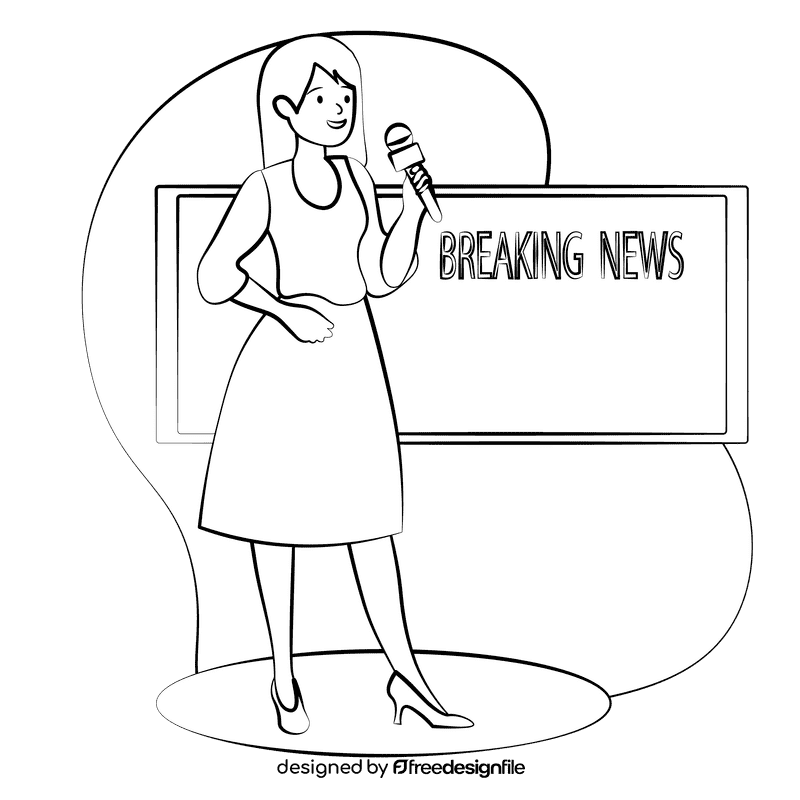 Reporter black and white clipart