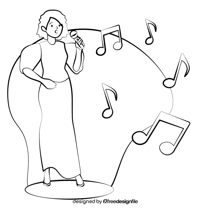 Singer black and white clipart