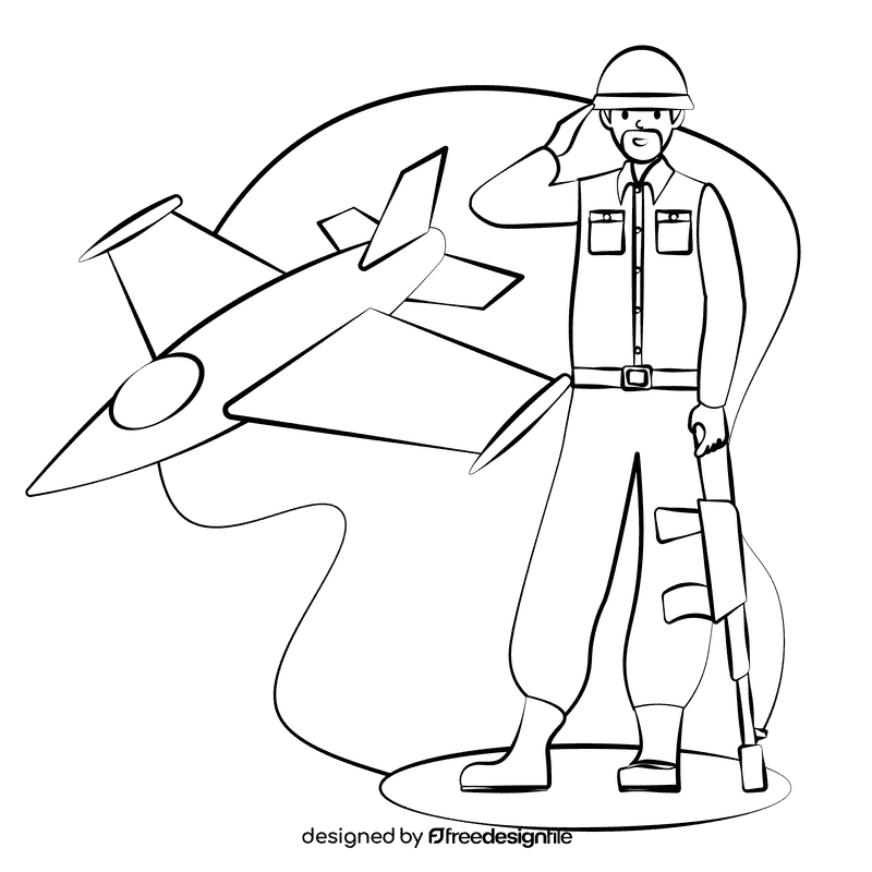 Soldier black and white clipart