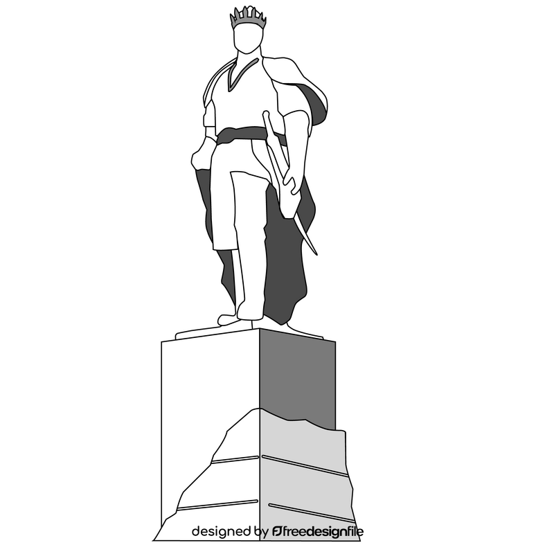 Tamerlane statue black and white clipart