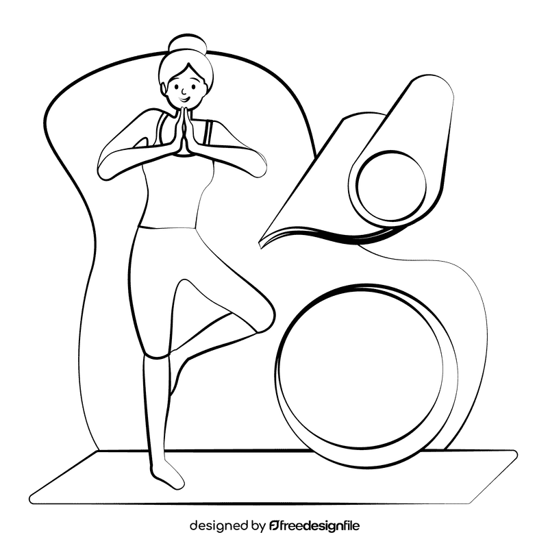 Yoga teacher black and white clipart