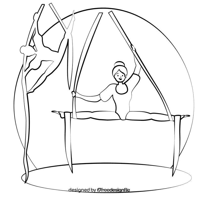 Aerialist black and white clipart