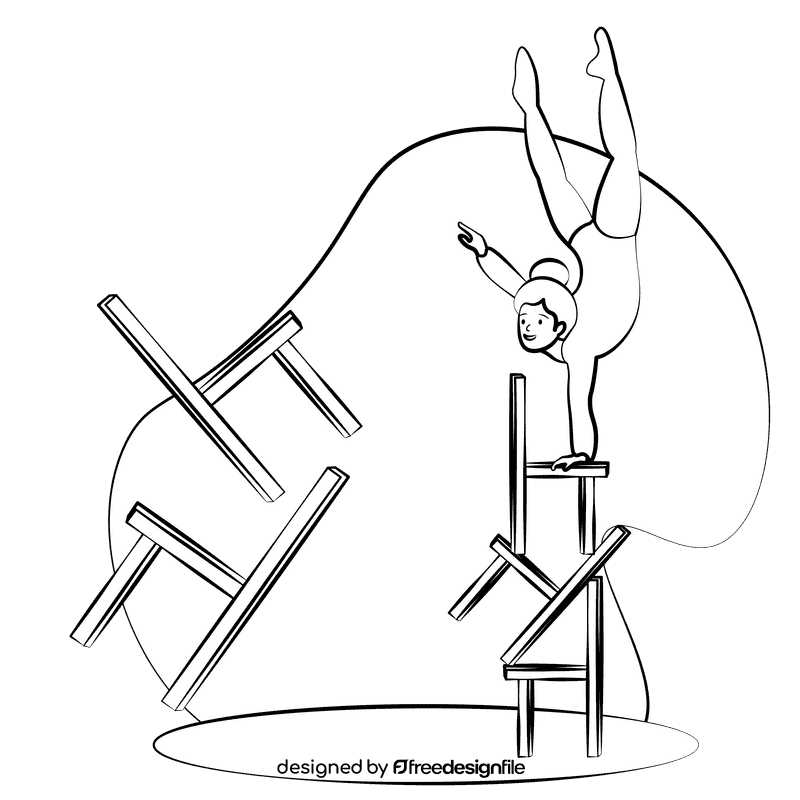 Chair balancing black and white clipart