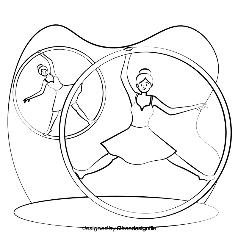 Cyr wheel performer black and white clipart