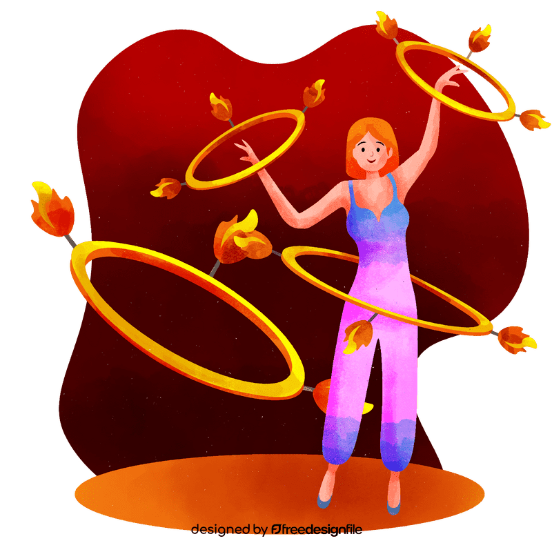 Fire hoop performer vector