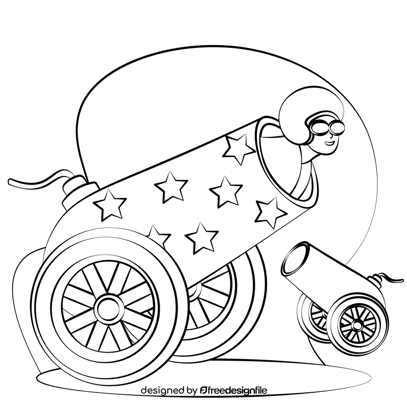 Human cannonball black and white clipart