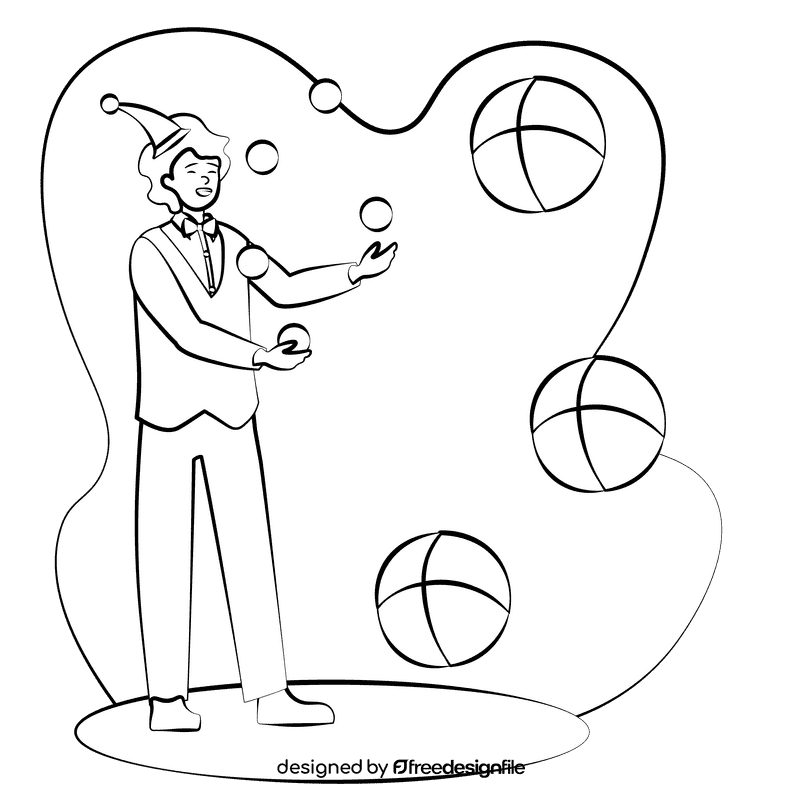 Juggler black and white clipart