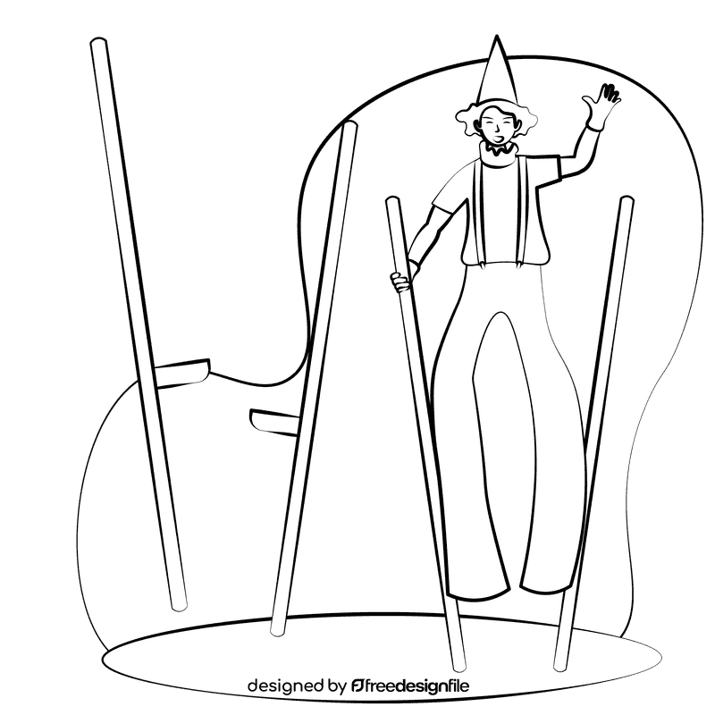 Stilt walking black and white clipart