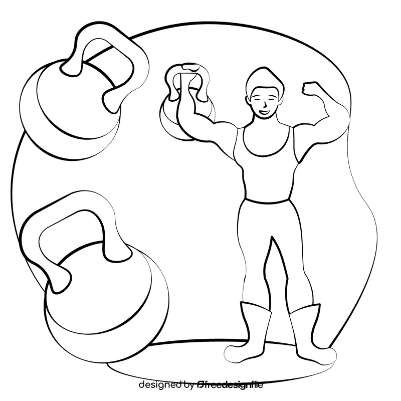 Strongman black and white clipart