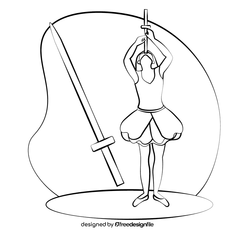 Sword swallower black and white clipart