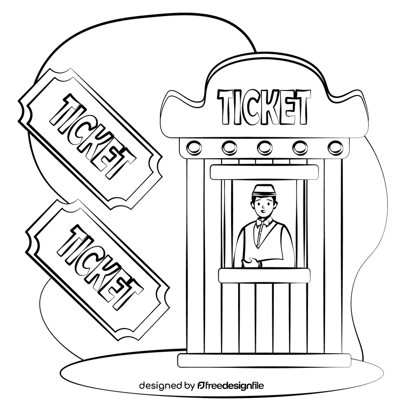 Ticket seller black and white clipart