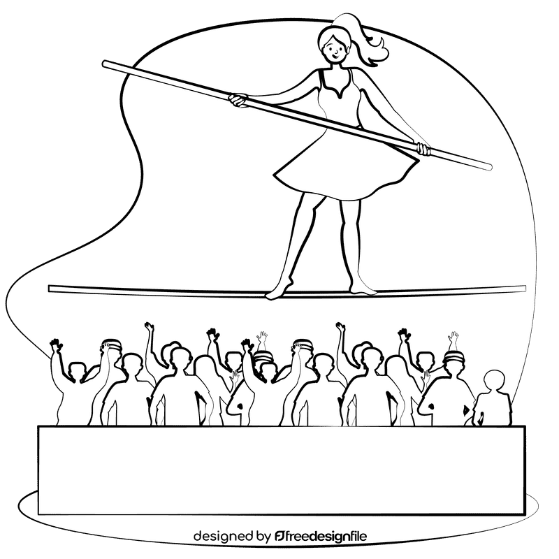 Tightrope walker black and white clipart