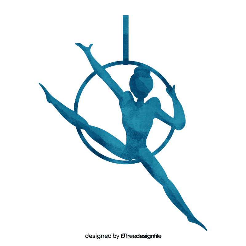 Aerial hoop performer shadow clipart