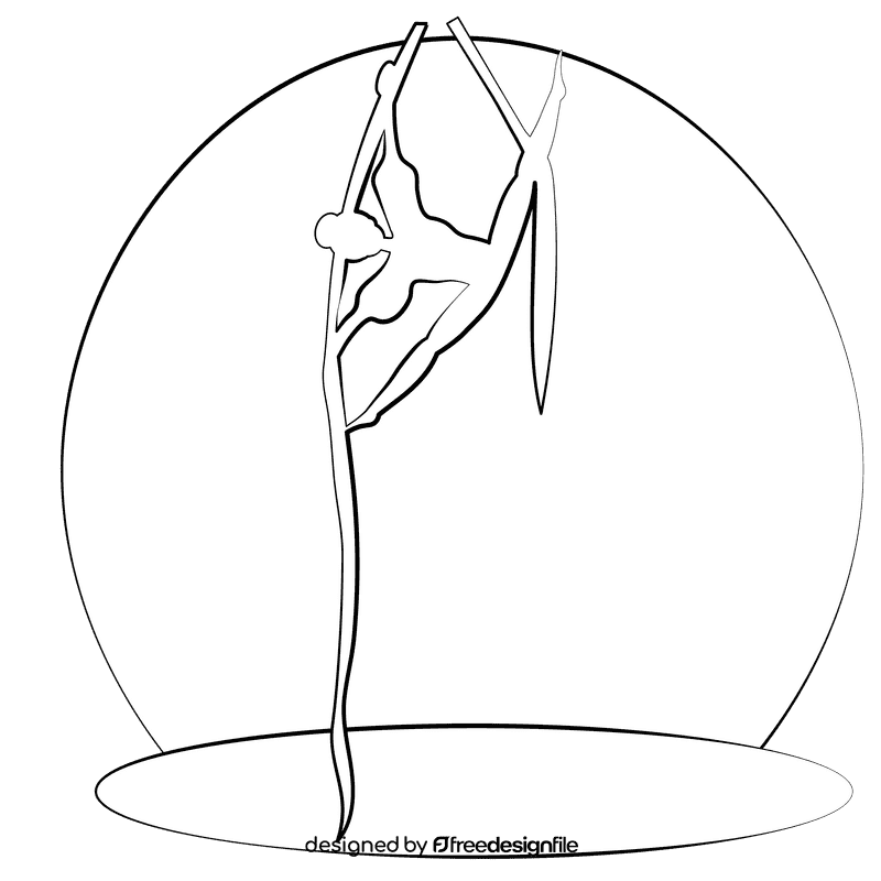 Aerialist shadow black and white clipart