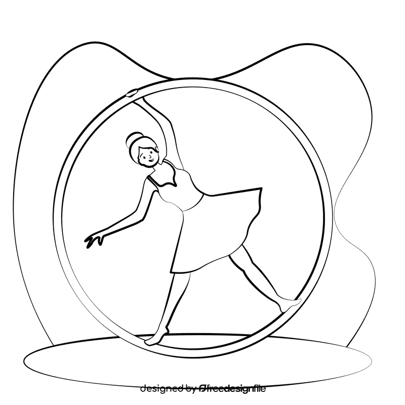 Cyr wheel performer 2 black and white clipart