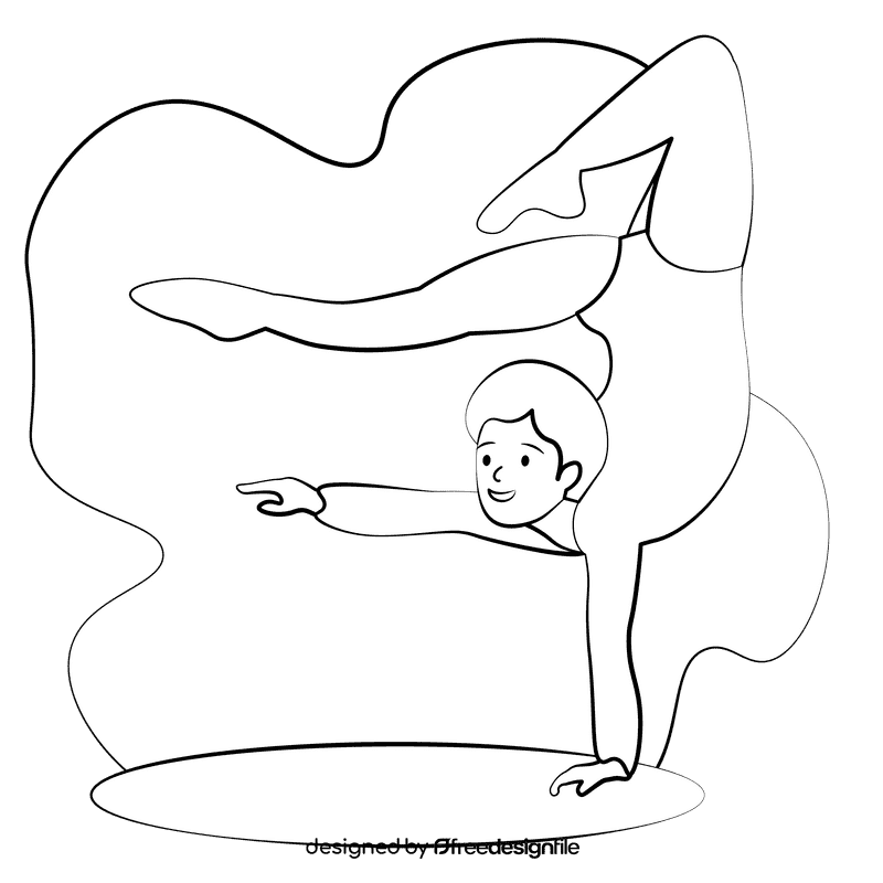 Handbalancing black and white clipart