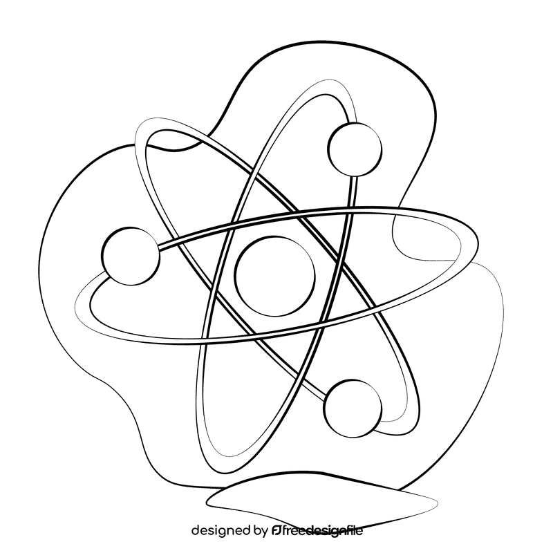 Atom black and white clipart