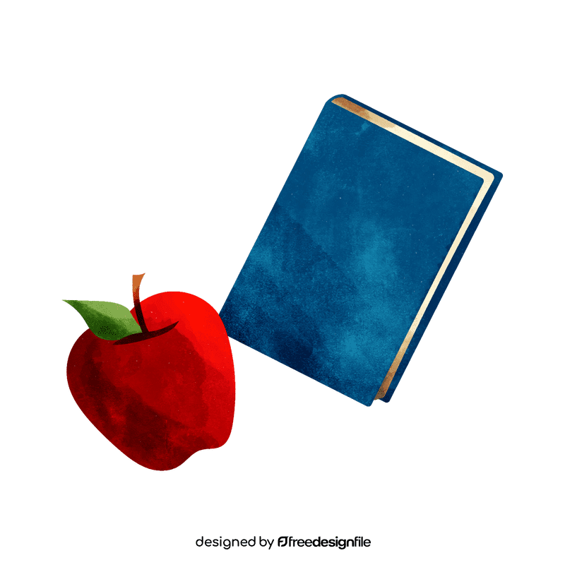 Book and apple clipart