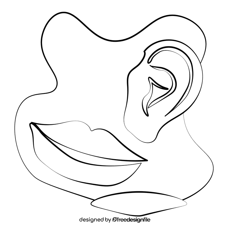 Hearing and speaking black and white clipart