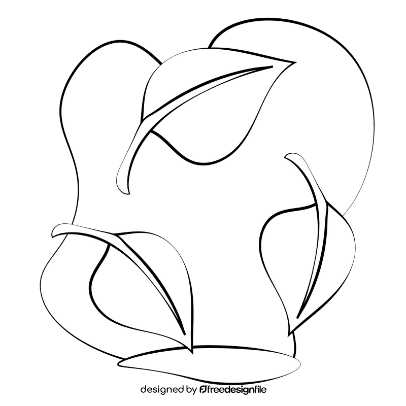 Leaves black and white clipart