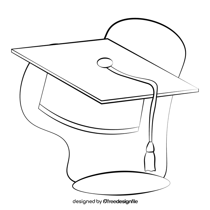 Mortar board black and white clipart