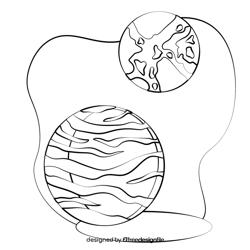 Planets black and white clipart