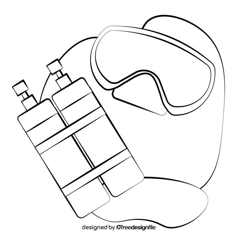 Scuba gear black and white clipart