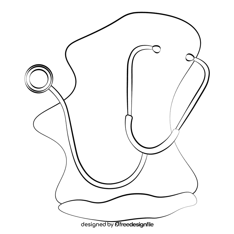 Stethoscope black and white clipart