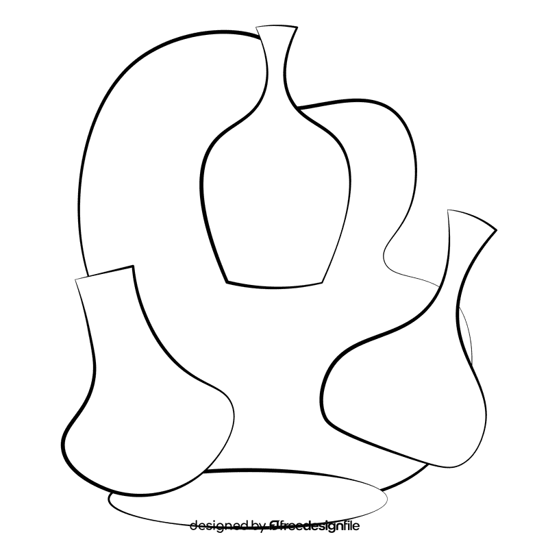 Vases black and white clipart