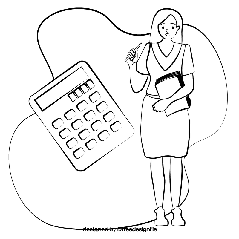 Accountant black and white clipart