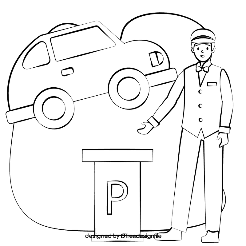 Car valet black and white clipart