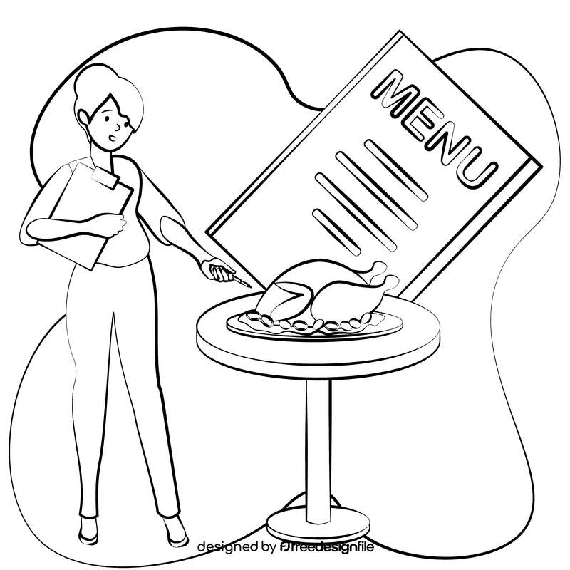 Caterer black and white clipart