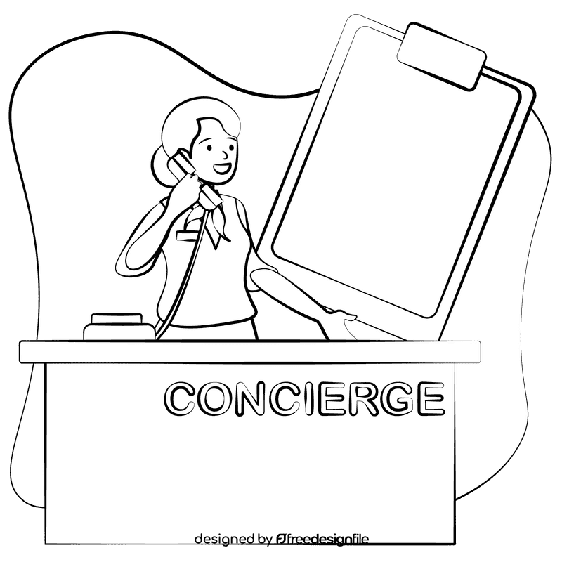 Concierge black and white clipart