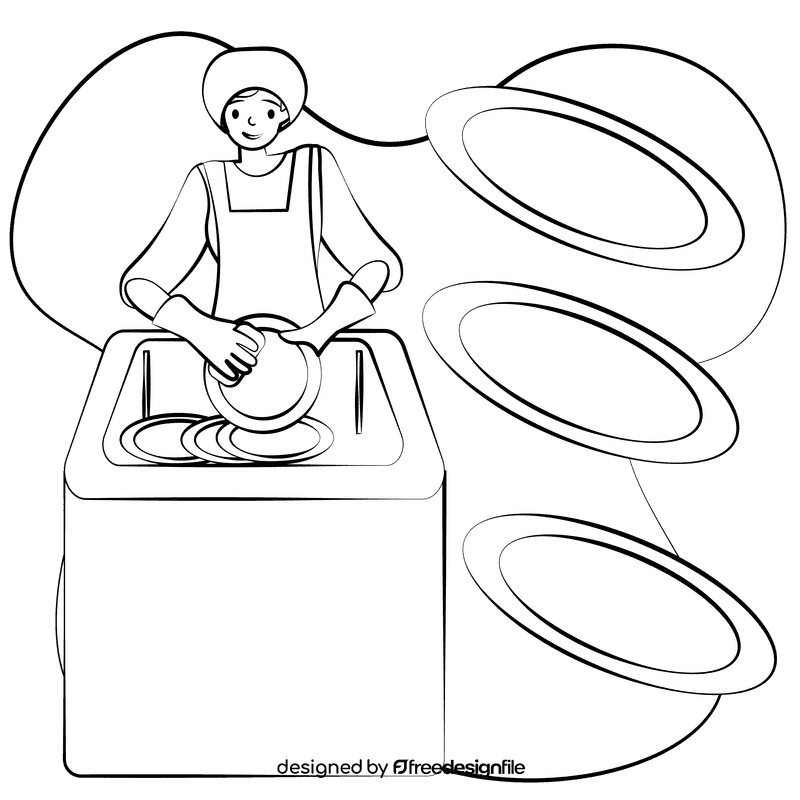 Dishwasher black and white clipart