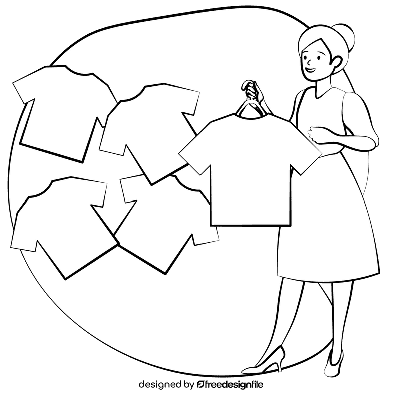 Gift shop salesperson black and white clipart