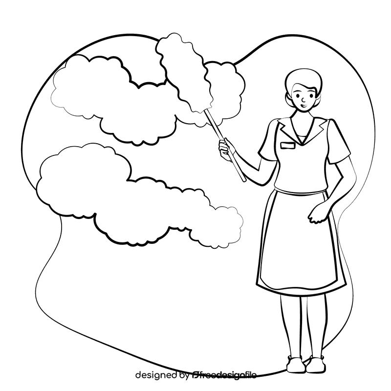 Housekeeper black and white clipart