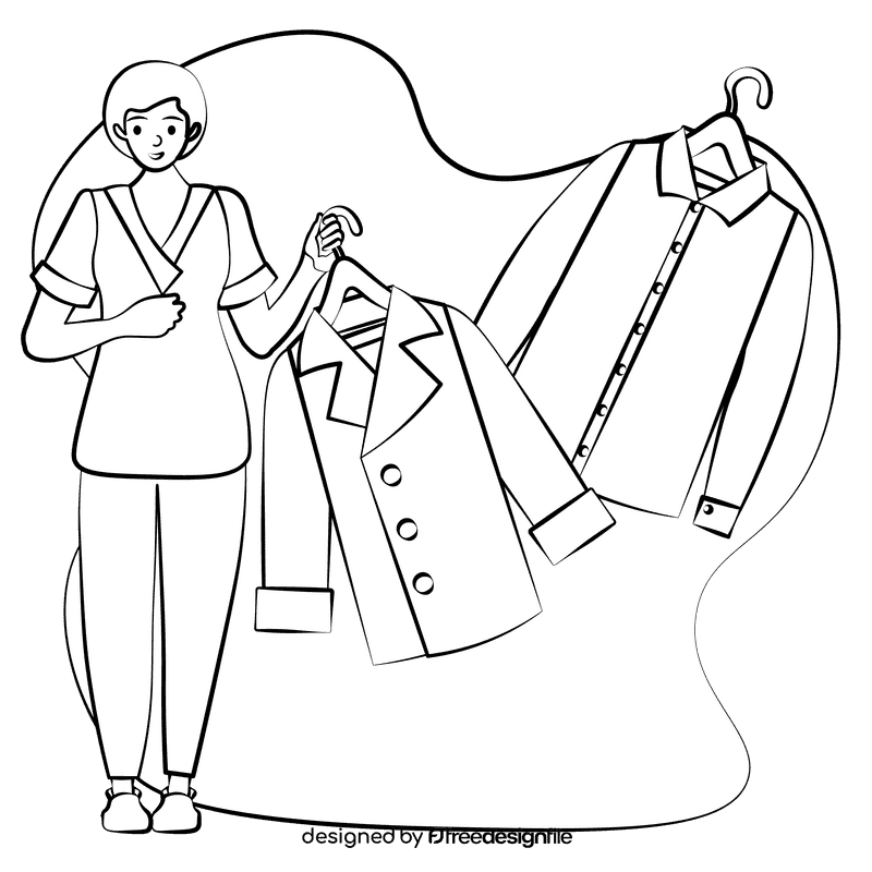 Laundry valet black and white clipart