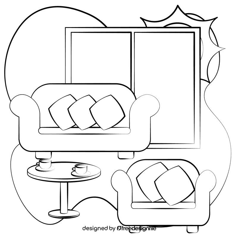 Lounge black and white clipart