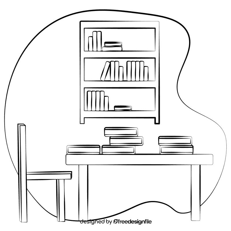 Reading room black and white clipart