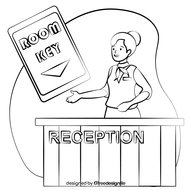 Receptionist black and white clipart