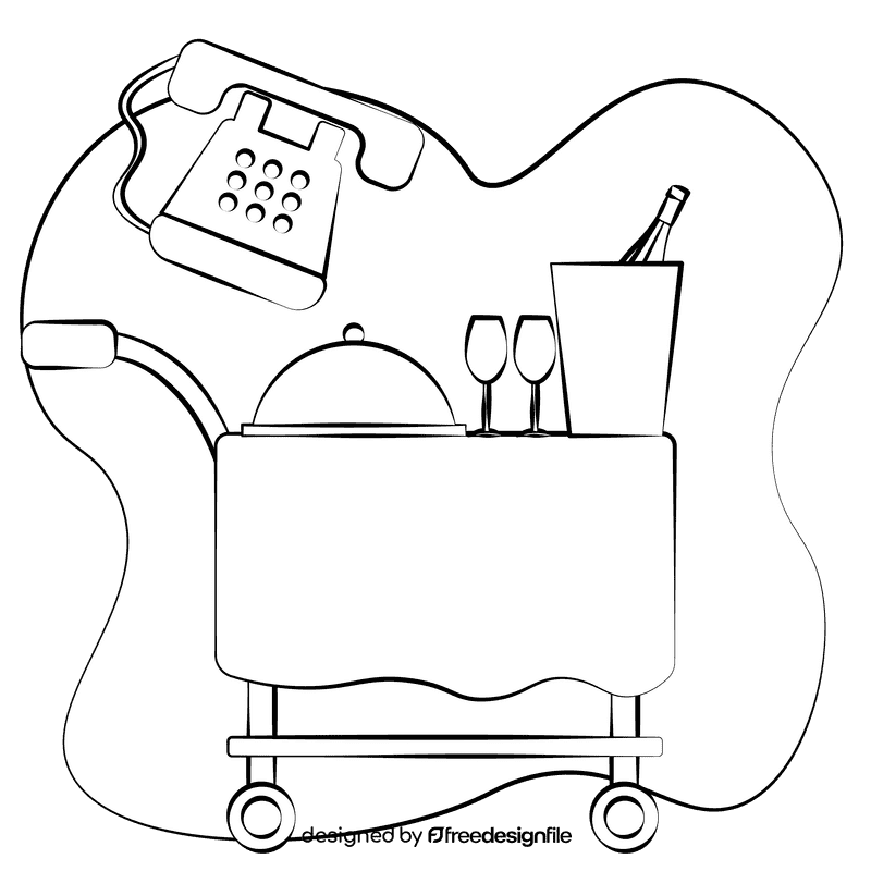 Room service black and white clipart