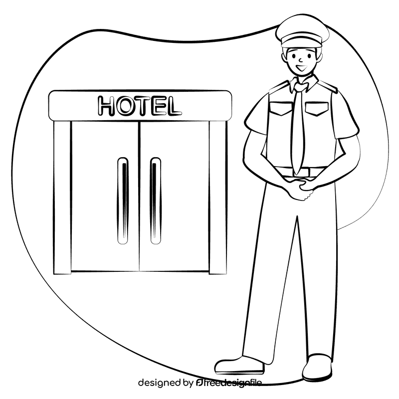 Security guard black and white clipart